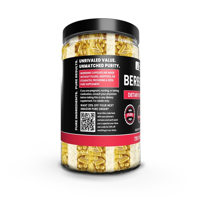 PURE ORIGINAL INGREDIENTS Berberine (365 Capsules) No Magnesium Or Rice