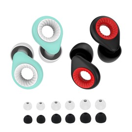 Ohrstöpsel zum Schlafen - Weicher, wiederverwendbarer Silikon Gehörschutz + 8 Aufsätze - Geräuschreduzierung um SNR 35dB - Auch für Reisen & Konzentration - Wassertropfen-Stil-grün weiß&schwarz rot