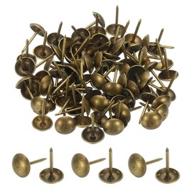 PATIKIL 100 Pcs Upholstery Tacks 0.63" x 7/16" Head Dia Vintage Thumb Nails Pins Round Head Metal Push Tack Pin for DIY Furniture Sofa Chair Decor