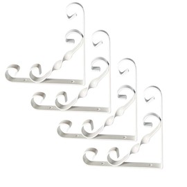 KKlewu Set of 4 Iron Brackets Shelf Brackets Shelf L Shape Thickness 2.7mm (150mm, White)