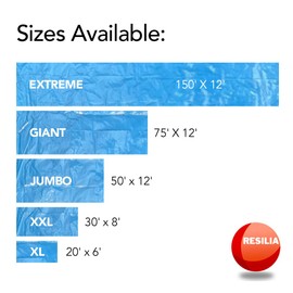 RESILIA - Super Slip Lawn Water Slide Jumbo, 50 Feet Long x 12 Feet Wide, for Adults and Teens, Powder Blue with Hold Steady Stakes, Made in The USA