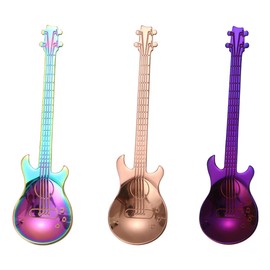 POFET Colorful Guitar Spoon Set, 7-Piece Stainless Steel Dessert Spoon Set Tea Spoon Yogurt Spoon Small Home Spoon for Milk Coffee