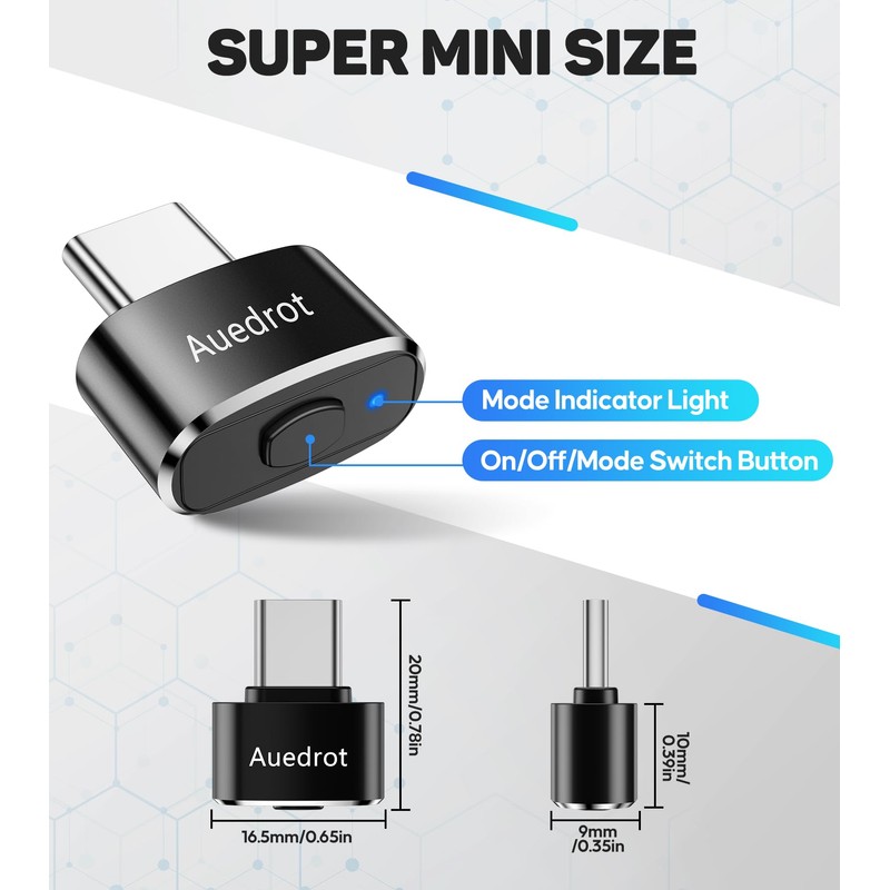 AUEDROT Mouse Jiggler USB-C Undetectable Mouse Jiggler Type C Mover