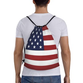 ASYG Cute USA Flag Drawstring Backpack Sports Gym Bags Yoga Travel American Bag For Men Women