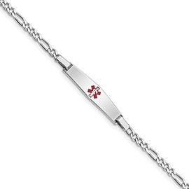 Sterling Silver Rhodium-plated Medical ID Figaro Link Bracelet