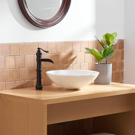 Matte Black Vessel Sink Faucet Waterfall with Pop Up Drain Assembly and Single-Handle Hole Supply Hose Vanity Lavatory Bathroom Faucet Mixer Tap