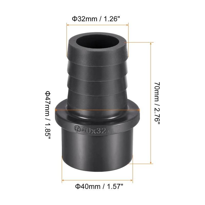 sourcing map PVC Pipe Fitting 32mm Barbed x 40mm OD