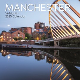 2025 Square Wall Calendar, Manchester, 16-Month Scenic Britain Theme with 180 Reminder Stickers (30 x 30 CM)