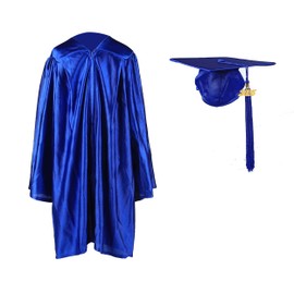 FtyFty Shiny Kindergarten Graduation Cap and Gown Set (21"(3'0"-3'2"), Royal Blue)