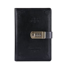 Yakri New Arrival Vintage Note Book Password Creative Password Journal with Lock/Diary Book With Notepad TPN109, Black