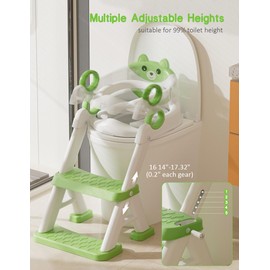 Potty Training Seat, Toddler Toilet Seat With Steps, 2 In 1 Toddler Potty Training Toilet With Splash Guard, Anti-Slip Step Stool Soft Mat, Adjust High Potty Seats For Toddlers Kids Boys Girls