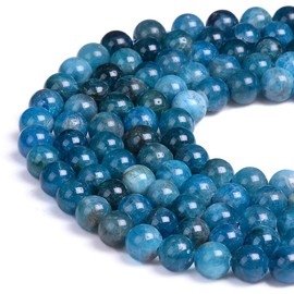 PLTbeads Gorgeous Blue Apatite Natural Gemstone Loose Beads 8mm Smooth Round Approxi 15 inch DIY Bracelet Necklace for Jewelry Making