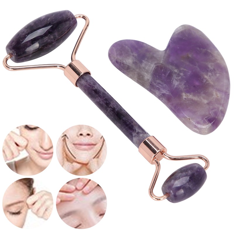 Portable Face Roller Massager Facial Beauty Roller Heart Shaped Gua