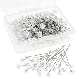 Jagowa's 100 Clear Diamond Head Pins with Storage Box - Ideal for Sewing, Crafts, Wedding Decor & Bouquets!
