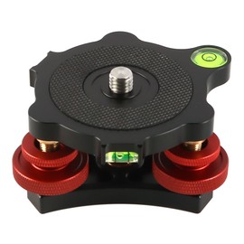 Laroal Tripod Leveling Base Camera Leveler With Bubble Level 3 Axis Tri Wheel Head 3/8" Thread +/-5 Degree Adjustable Precise Angle Aluminum Alloy Tripod Head Leveling Base