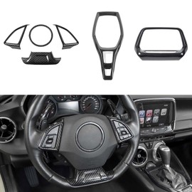 RAZPOY for Camaro Carbon Fiber Interior Trim Kit, 6PCS Gear Shift Panel Trim 8-Inch Large Navigation Screen Radio Cover Compatible with 2017-2023 Chevy Camaro Accessories (8" Large Screen)