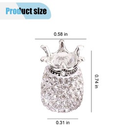 4PCS Crown Car Tire Valve Stem Caps, Crystal Rhinestone Car Wheel Tire Valve Caps, Dustproof & Leakproof Car Stem Air Caps Cover, Universal Bling Car Exterior Accessories for Most Vehicles (White)