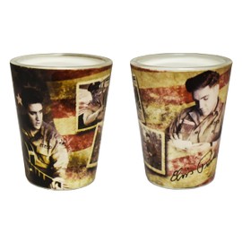 Elvis Shot Glass Flag Army