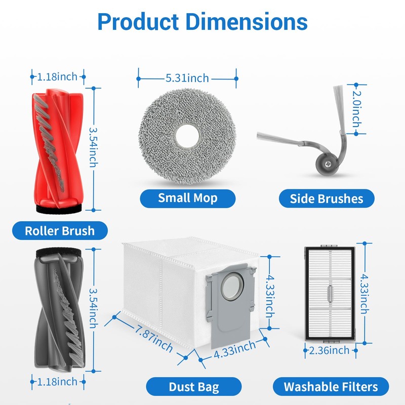 26 Pcs Accessories Kit Compatible with Roborock Saros 10R Robot