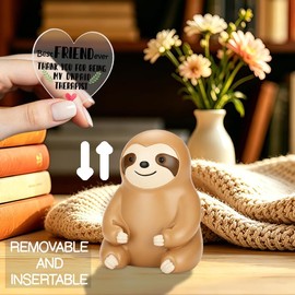 Funny Best Friend Sloth Figurine Gift, "Thank You for Being My Unpaid Therapist" Cute Emotional Support Desk Decor for Women Men, Friendship Appreciation Present for BFF Roommate Coworker-DSZX82