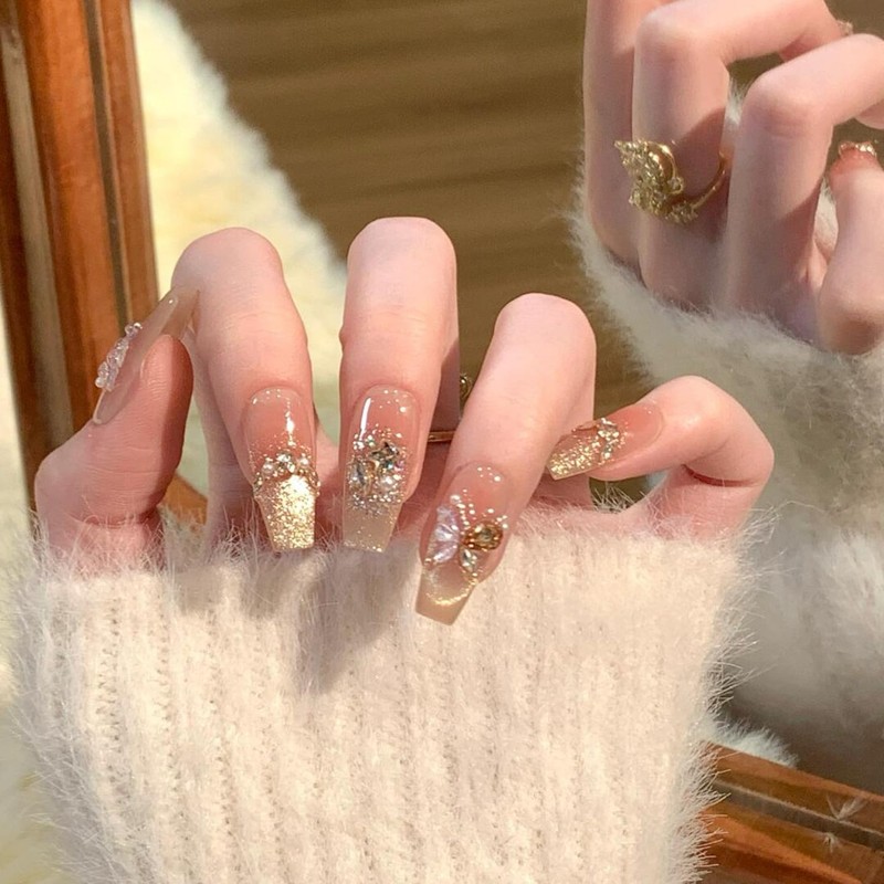 Sheepyo Nail Tips, Long, Pink, Handmade, Press-On, Longer, Cute, False