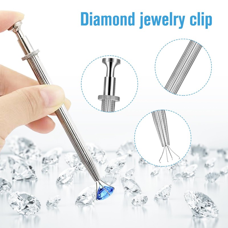 3Pcs Piercing Ball Grabber Tool Set Stainless Steel Diamond Tweezers