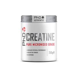 PhD Nutrition Micronised Creatine Supplement, Supports Strength Training and Intensive Exercise, 250 g (50 Servings)