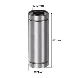 sourcing map 4pcs LM12LUU Linear Ball Bearings, 12mm Bore Dia, 21mm OD,57mm Length, Linear Motion Bearing for CNC Machine Tool 3D Printer