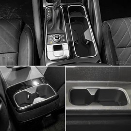 SENSHINE Cup Holder Coaster for Kia Telluride Accessories 2020 2021 2022 2023 2024 2025 Non-Slip Silicone Cup Holder Insert Mat Center Console Protector Liner Pad Interior Decoration 6Pcs (Black Trim)