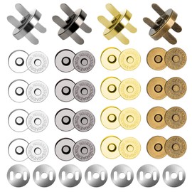 Magnetic Buttons, Pack of 24 Magnetic Fasteners, 18 mm Press Studs, No Sewing, 4 Colours Magnetic Buttons for Handbags, Wallet, Coats, Jackets, Windbreakers