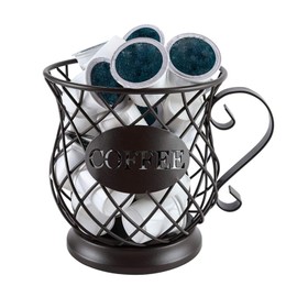 Coffee Capsule Basket Iron Holder for Coffee Pod, Coffee Pod Organizer Unique Hollow Structure Prevents Moldy Capsules, Multipurpose Storage Basket for Various Items (Black)