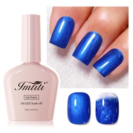 Imtiti Pearl Gel Nagellack, 1Pcs Blau Glitter Shimmer Soak Off UV LED Gel Lack, Langlebig, Maniküre Salon DIY zu Hause für Frühling und Sommer (0.34 Fl Oz-961)