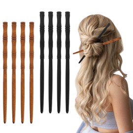Emperoch 8 Pcs Wooden Hair Sticks, Bamboo Shape Hair Sticks Vintage Wood Hair Chopsticks Classic Hair Forks for Long Hair Women Girls Hair Accessories