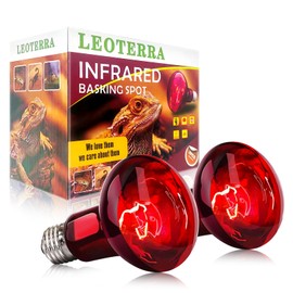 Leoterra 100w Night Red Incandescent Heat Lamp Bulbs Infrared Heat Lamp Bulb (Pack of 2) for Reptile Habitat,Reptiles,Turtle,Bearded Dargon,Lizard,Snakes Night Use,Long Lasting