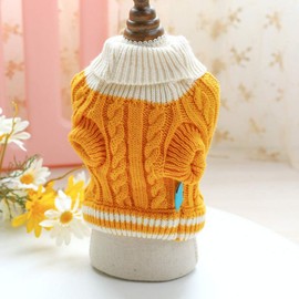 Winter Dog Warm Sweater Puppy Clothes Small Dog Chihuahua Knitting Crochet Party Cloth Dog Sweater Decoration Pet Supplies (M, Yellow)