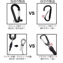 Lix&Rix Anti-Drop Strap Key Chain Curl Cord with Built-In Wire Up to 2.5 Meters Black Set of 3