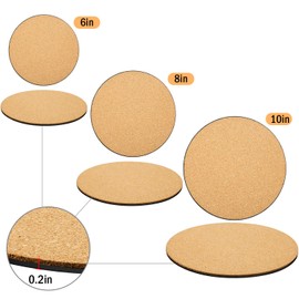 3 Pieces Cork Plant Mat Round Cork Plant Coasters DIY Cork Pad Plant Plate Pad for Gardening, Indoor and Outdoor Pots, DIY Craft Project (Nude and Black, 6 Inches, 8 Inches, 10 Inches)
