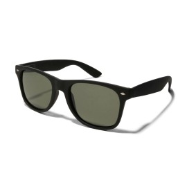 ShadyVEU® Polarized Classic Round Soft Frame Unisex 80's Retro Casual Everyday Sunglasses - Matte Black Frame / Green Lens