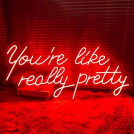 Neon Sign You are Like Really Pretty Neon Light Signs Indoor Bedroom Decor Wall Led Neon Sign Backdrop Flex Bar Christmas Party Wedding Living Room Red 25.5×11.8 IN