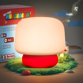 UNEEDE Mushroom Lamp for Kids Night Light,13 Sound Effects Toddler Night Light as Cute Mushroom Decor, Squishy Nursery Mushroom Night Light with Timer,Christmas Birthday Gift for Mushroom Gift