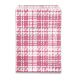 888 Display USA, Inc Plaid-Pink Paper Gift Bags - Shopping/Sales/Tote Bags (25 Bags, 8.5" x 11")