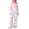 Women Autumn 2 Piece Lounge Outfit Bow Print Satin Pajama