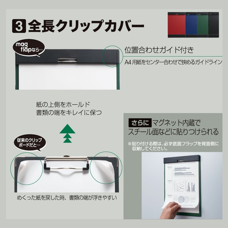 Kingjim Mag Flap Clipboard with Built-in Magnet, A4 Short Side