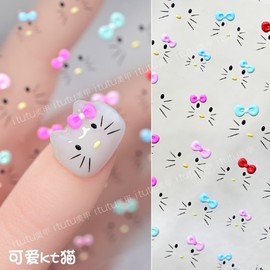 [Overseas] Kitty Nail Ittuu New Kt Cat Face Embossed Nail Sticker Zombie Katie Mermaid Mother Hampton Free Size/It utu-364 Kt cat rescue 4ea