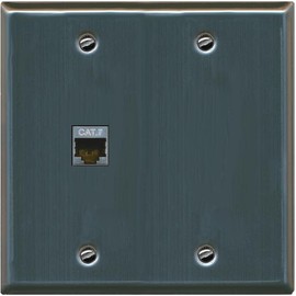 RiteAV 1 Port Cat7 Shielded Ethernet Wall Plate - Flat 2 Gang [Stainless Steel]