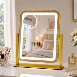 Vanity Mirror with Lights,LED Makeup Mirror,Gold,14.8“x12.6”