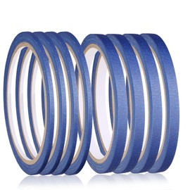 KALIONE 8 Rolls Pinstripe Tape, Masking Tape in 1/8, 1/4 inch, Thin Painters Tape Black Pinstriping Tape, Masking Tape Paint Tape Masking Tape for Wall DIY Board Auto Paint