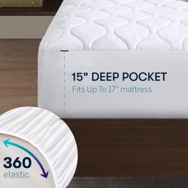 Serta Heated Mattress Pad Queen Size - Electric Mattress Pad, 10 Heat Setting Controller, Auto Shut Off Timer, Deep Elastic Pocket, Up to 17" Mattress, ETL Certified, Machine Wash, Queen, White