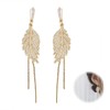 MEXRUMI 1 Piece Long Tassel Earrings Leaves Rhinestone Crystal Tassel