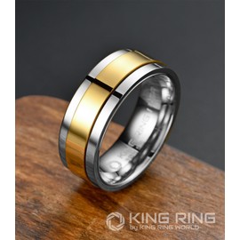 King Ring 8mm Ultra Polished Spinner Ring – Premium Shiny Flat Stainless Steel Fidget Ring for Men & Women K15 – Silver Gold 13